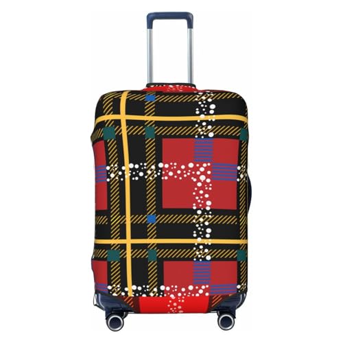 Schwarz-Rot-Tartan-Plaid-Schottische-Textur-Von-Tartan-Plaid-Tischdecken-Kleidung-Sh Gepäckabdeckung, waschbare Kofferabdeckung - Reisemode Elastischer Kofferschutz X-Large von peiyeety