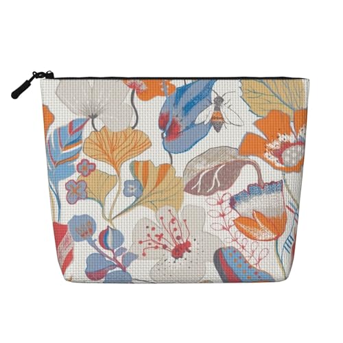 Snake and Flower2 Fake Hemp Faux Hanf Make-up-Reisetasche Kosmetiktasche für Frauen und Mädchen von peiyeety