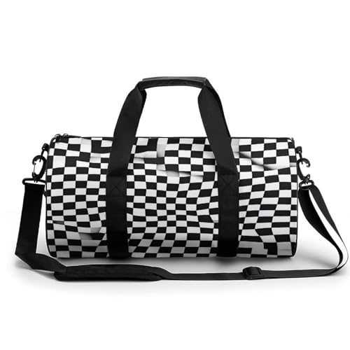Sporttasche, Reisetasche für Damen und Herren, Karierter Flaggendruck, persönliche Gegenstände, Trainingstasche, leichte Tragetasche für Reisen, Sport, Fitness von peiyeety