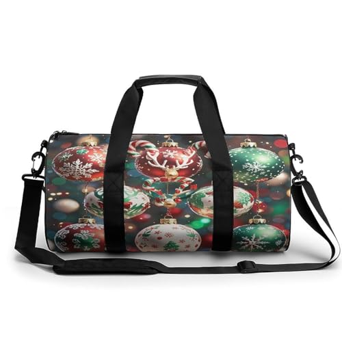 Sporttasche, Reisetasche für Damen und Herren, Motiv: Weihnachtskugeln, Trainingstaschen für persönliche Gegenstände, leichte Tragetasche für Reisen, Sport, Fitness von peiyeety