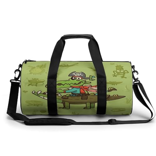 Sporttasche für Damen und Herren, Krokodil-Piraten-Muster, Handgepäck, Sporttasche, Workout, leichte Reisetaschen für Reisen und Sport Sporttasche für Damen und Herren, Krokodil-Piraten-Muster, Handgepäck, Sporttasche, Workout, leichte Reisetaschen für Reisen und Sport von peiyeety
