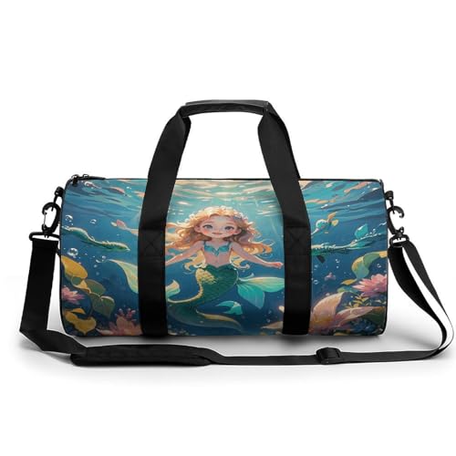 Sporttasche für Damen und Herren, Meerjungfrauen-Akademie-Aufdruck, Handgepäck, Sporttasche, Workout, leichte Reisetaschen für Reisen und Sport von peiyeety