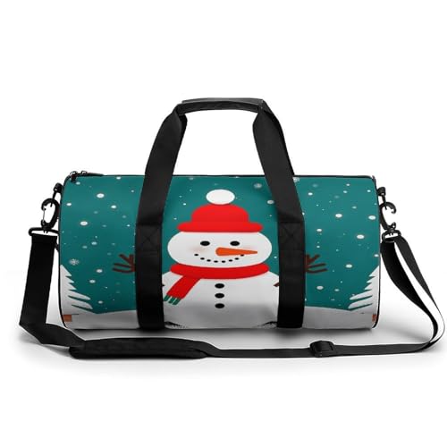 Sporttasche für Damen und Herren, Motiv: Frohe Weihnachten, Schneemann, Handgepäck, Sporttasche, Workout, leichte Reisetaschen für Reisen und Sport von peiyeety