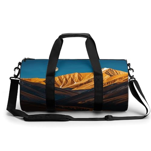 Sporttasche für Damen und Herren, Motiv: Goldene Berge und Mond, Handgepäck, Sporttasche, Workout, leichte Reisetaschen für Reisen und Sport Sporttasche für Damen und Herren, Motiv: Goldene Berge und Mond, Handgepäck, Sporttasche, Workout, leichte Reisetaschen für Reisen und Sport von peiyeety