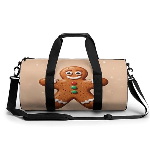 Sporttasche für Damen und Herren, Motiv: Lebkuchenmann und Schneeflocken, Handgepäck, Sporttasche, Workout, leichte Reisetaschen für Reisen und Sport Sporttasche für Damen und Herren, Motiv: Lebkuchenmann und Schneeflocken, Handgepäck, Sporttasche, Workout, leichte Reisetaschen für Reisen und Sport von peiyeety