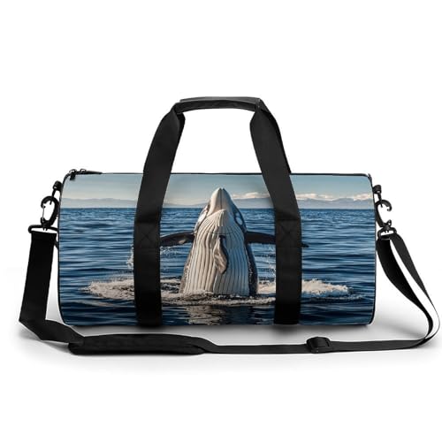 Sporttasche für Damen und Herren, mit Buckelwal-Akademie-Aufdruck, Handgepäck, Sporttasche, Workout, leichte Reisetaschen für Reisen und Sport Sporttasche für Damen und Herren, mit Buckelwal-Akademie-Aufdruck, Handgepäck, Sporttasche, Workout, leichte Reisetaschen für Reisen und Sport von peiyeety