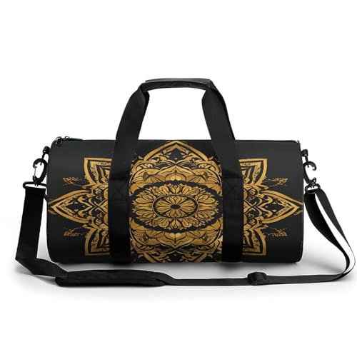 Sporttasche für Damen und Herren, mit goldenem Lotus-Print, Handgepäck, Sporttasche, Workout, leichte Reisetaschen für Reisen und Sport Sporttasche für Damen und Herren, mit goldenem Lotus-Print, Handgepäck, Sporttasche, Workout, leichte Reisetaschen für Reisen und Sport von peiyeety