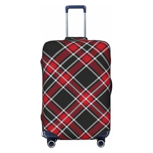 Tartan-Rot-Schwarz-Plaid für Karierte Tischdecken, Kleidung, Hemden, Kleider, Papier, Gepäckabdeckung, waschbare Kofferabdeckung – Reisemode, elastischer Kofferschutz, klein von peiyeety