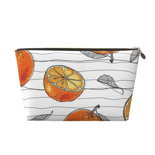 Tragbare Kosmetiktasche aus Leder mit Blaubeerblatt-Motiv, geeignet für Geschäftsreisen, für Damen und Herren von peiyeety