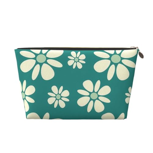 Tragbare Kosmetiktasche aus Leder mit Blütenmotiv, geeignet für Geschäftsreisen für Damen und Herren von peiyeety