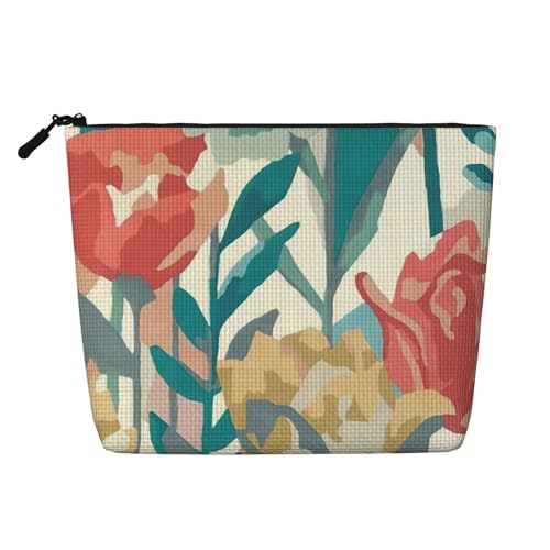 Tragbare Kosmetiktasche aus Leder mit DREI Blumen, geeignet für Geschäftsreisen für Damen und Herren von peiyeety