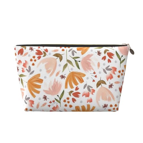 Tragbare Kosmetiktasche aus Leder mit Pilzmotiv und Ahornblatt, geeignet für Geschäftsreisen für Damen und Herren von peiyeety