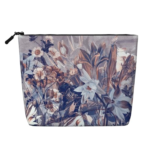 Tragbare Kosmetiktasche aus Leder mit Punkten und Blumenmuster, geeignet für Geschäftsreisen für Damen und Herren von peiyeety
