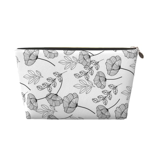Tragbare Kosmetiktasche aus Leder mit Schmetterlings- und Blumenmotiv, geeignet für Geschäftsreisen für Damen und Herren von peiyeety