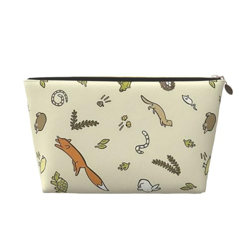 Tragbare Kosmetiktasche aus Leder mit Strichmännchen und Elchmotiv, geeignet für Geschäftsreisen für Damen und Herren von peiyeety