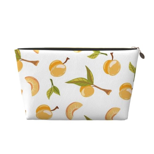 Tragbare Kosmetiktasche aus Leder mit abstrakten Blättern, geeignet für Geschäftsreisen für Damen und Herren von peiyeety