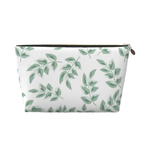 Tragbare Kosmetiktasche aus Leder mit grünen Blättern und Früchten, geeignet für Geschäftsreisen für Damen und Herren von peiyeety