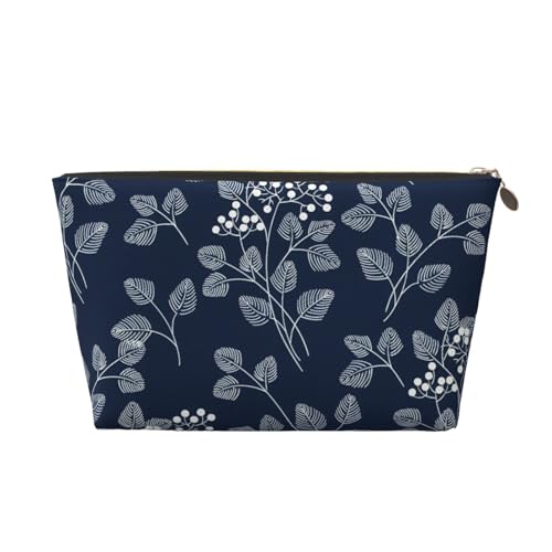 Tragbare Kosmetiktasche aus Leder mit künstlerischen Blättern, geeignet für Geschäftsreisen für Damen und Herren von peiyeety
