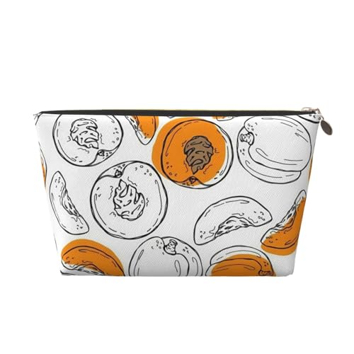 Tragbare Kosmetiktasche aus Leder mit langem grünem Blattmuster, geeignet für Geschäftsreisen für Damen und Herren von peiyeety