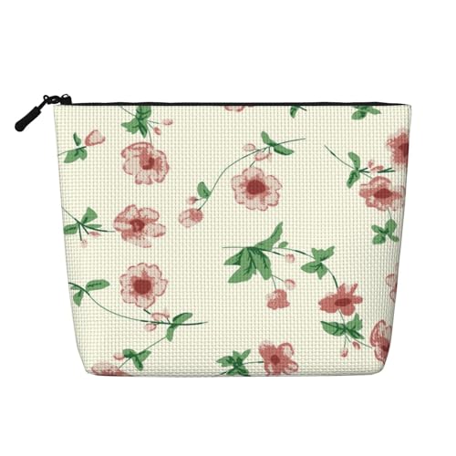 Tragbare Kosmetiktasche aus Leder mit roten und blauen Blumen, geeignet für Geschäftsreisen für Damen und Herren von peiyeety
