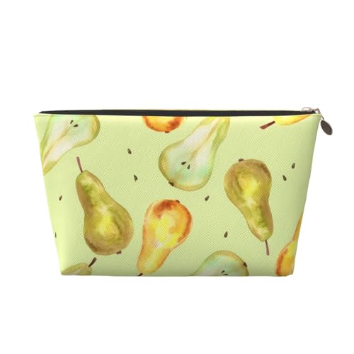 Tragbare Kosmetiktasche aus Leder mit schönem Blattmuster in Orange, geeignet für Geschäftsreisen für Damen und Herren von peiyeety