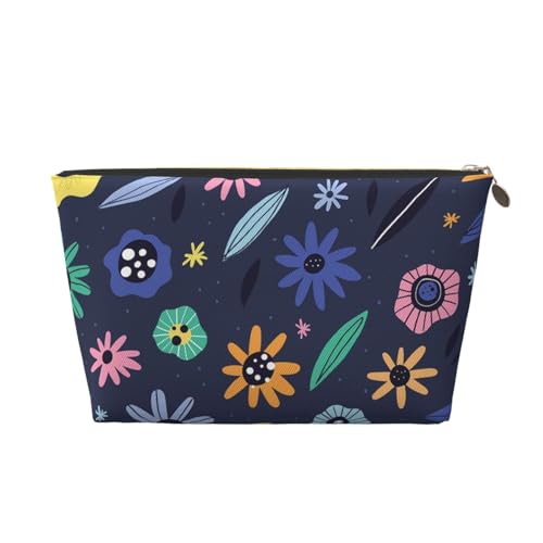 Tragbare Kosmetiktasche aus Leder mit schönen Blättern, geeignet für Geschäftsreisen für Damen und Herren von peiyeety