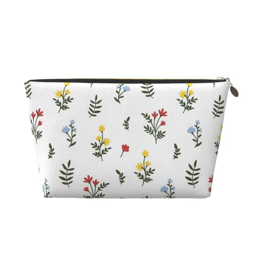 Tragbare Kosmetiktasche aus Leder mit schönen gemischten Blumen, geeignet für Geschäftsreisen für Damen und Herren von peiyeety
