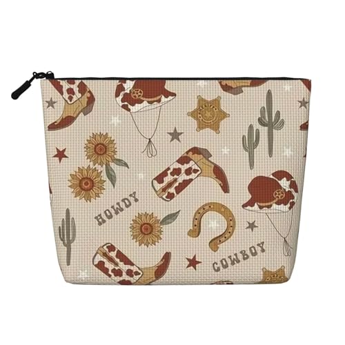 Tragbare Kosmetiktasche aus Leder mit weißen Flecken und Pilzmotiv, geeignet für Geschäftsreisen für Damen und Herren von peiyeety