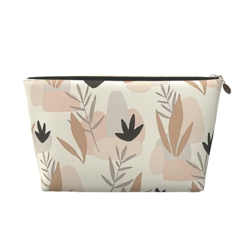 Tragbare Kosmetiktasche aus farbigem Leder mit Blättern, geeignet für Geschäftsreisen für Damen und Herren von peiyeety