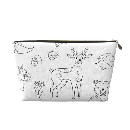 Tragbare Kosmetiktasche mit Cartoon-Hund, Leder, geeignet für Geschäftsreisen, für Damen und Herren von peiyeety