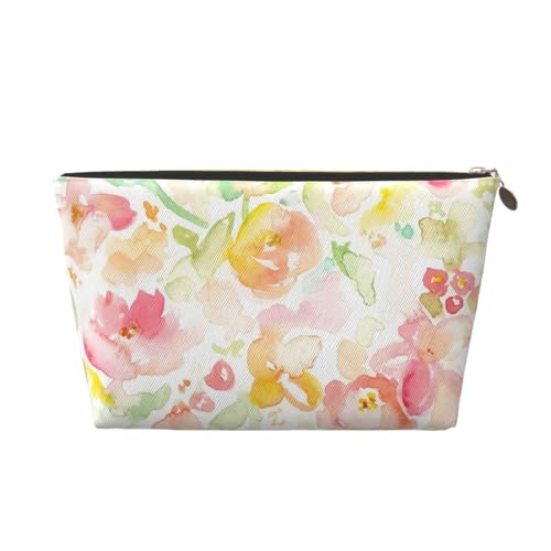 Tragbare Kosmetiktasche mit Herzmotiv, Erdbeeren, Leder, geeignet für Geschäftsreisen, für Damen und Herren von peiyeety