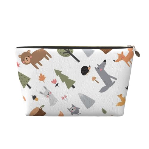 Tragbare Kosmetiktasche mit Katzenkopf-Kontur, Leder, geeignet für Geschäftsreisen, für Damen und Herren von peiyeety