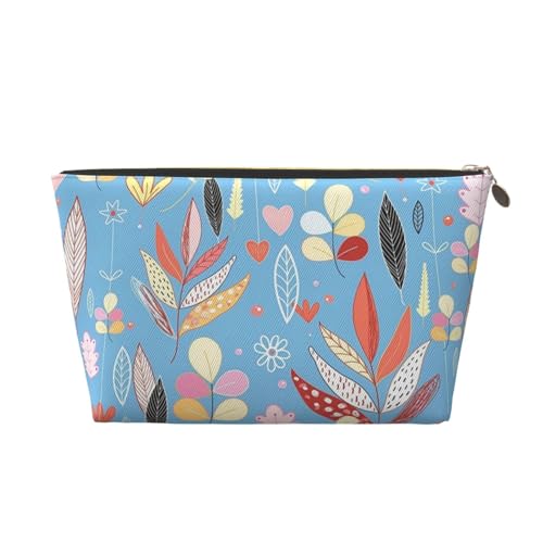 Tragbare Kosmetiktasche mit abstrakten lila Blumen, Leder, geeignet für Geschäftsreisen, für Damen und Herren von peiyeety