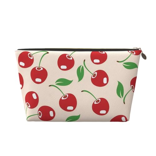 Tragbare Kosmetiktasche mit kleinen weißen Blumen aus Leder, geeignet für Geschäftsreisen für Damen und Herren von peiyeety