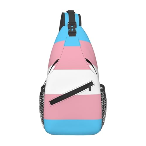 Transgender Pride Flag Sling Bag Crossbody Rucksack für Damen und Herren, Reisen, Wandern, Tagesrucksack, Brust-Umhängetasche von peiyeety