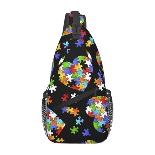 peiyeety Autism Awareness Sling Bag Crossbody Rucksack für Damen und Herren, Reisen, Wandern, Tagesrucksack, Brust-Umhängetasche von peiyeety