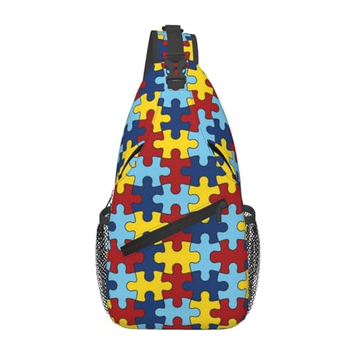 peiyeety Autism Awareness Sling Bag Crossbody Rucksack für Damen und Herren, Reisen, Wandern, Tagesrucksack, Brust-Umhängetasche von peiyeety