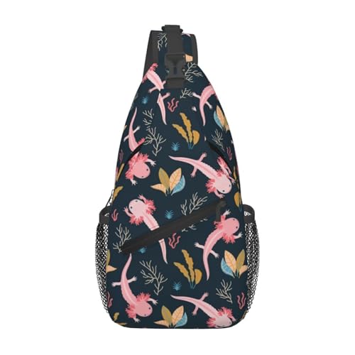 peiyeety Axolotl Sling Bag Crossbody Rucksack für Damen und Herren, Reisen, Wandern, Tagesrucksack, Brust-Umhängetasche von peiyeety