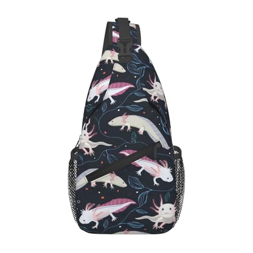 peiyeety Axolotls Sling Bag Crossbody Rucksack für Damen und Herren, Reisen, Wandern, Tagesrucksack, Brust-Umhängetasche von peiyeety