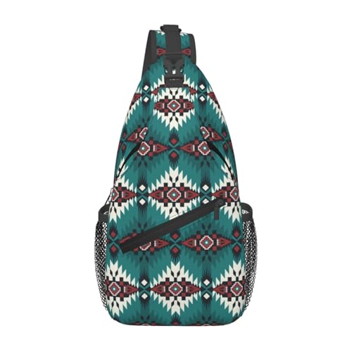 peiyeety Aztec Blue Sling Bag Crossbody Rucksack für Damen und Herren, Reisen, Wandern, Tagesrucksack, Brust-Umhängetasche von peiyeety