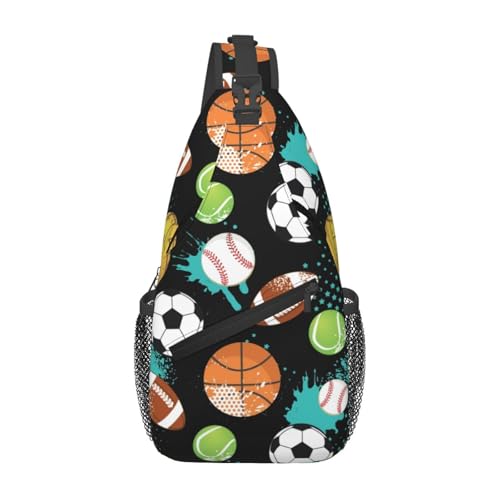 peiyeety Ball Sport Sling Bag Crossbody Rucksack für Damen und Herren, Reisen, Wandern, Tagesrucksack, Brust-Umhängetasche von peiyeety