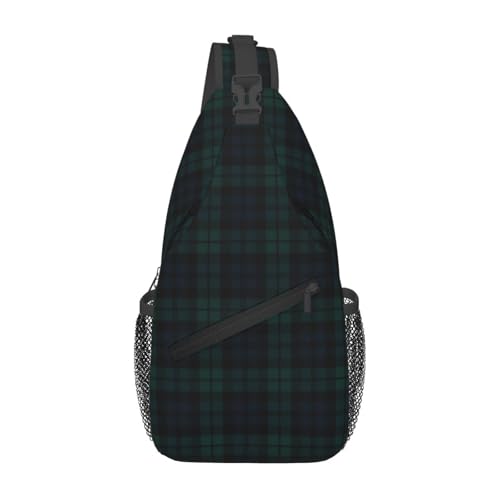 peiyeety Black Watch Tartan Sling Bag Crossbody Rucksack für Damen und Herren, Reisen, Wandern, Tagesrucksack, Brust-Umhängetasche von peiyeety