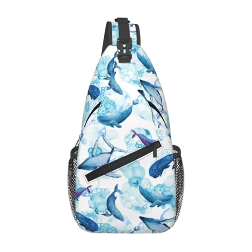 peiyeety Blauwale Sling Bag Crossbody Rucksack für Damen Herren Reisen Wandern Daypack Brust Schultertasche von peiyeety