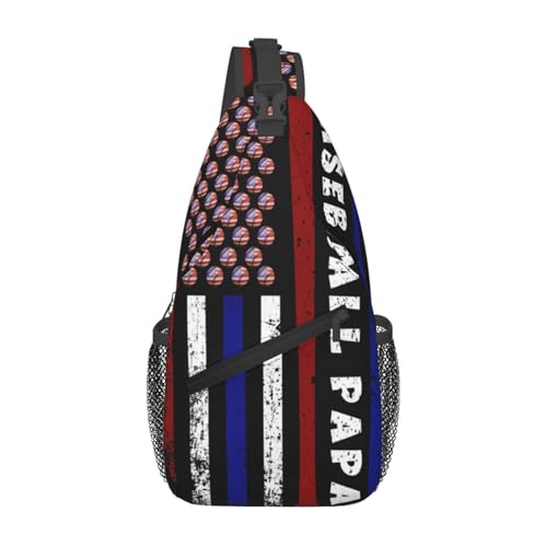 peiyeety Brusttasche mit amerikanischer Flagge, Baseball, Papa, Umhängetasche für Damen und Herren, verstellbar, Umhängetasche, Schulterrucksack peiyeety Brusttasche mit amerikanischer Flagge, Baseball, Papa, Umhängetasche für Damen und Herren, verstellbar, Umhängetasche, Schulterrucksack von peiyeety