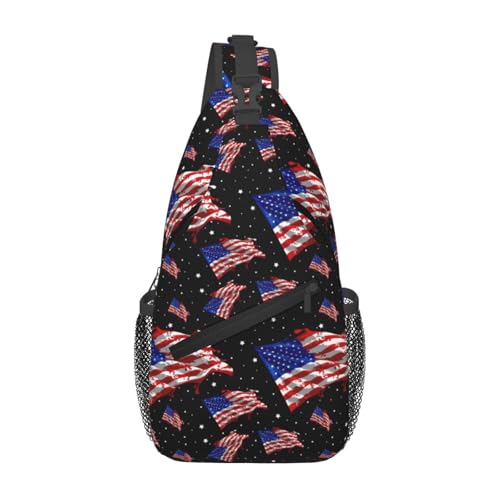 peiyeety Brusttasche mit amerikanischer Flagge, verstellbar, für Damen und Herren, Umhängetasche, Schulterrucksack peiyeety Brusttasche mit amerikanischer Flagge, verstellbar, für Damen und Herren, Umhängetasche, Schulterrucksack von peiyeety