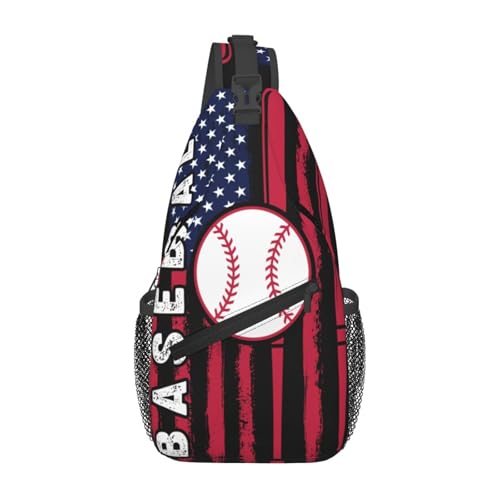 peiyeety Brusttasche mit amerikanischer Flagge und Baseball-Motiv, verstellbar, für Damen und Herren, Umhängetasche, Schulterrucksack peiyeety Brusttasche mit amerikanischer Flagge und Baseball-Motiv, verstellbar, für Damen und Herren, Umhängetasche, Schulterrucksack von peiyeety