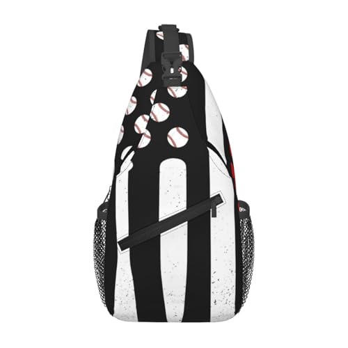 peiyeety Brusttasche mit amerikanischer Flagge und Baseball-Motiv, verstellbar, für Damen und Herren, Umhängetasche, Schulterrucksack peiyeety Brusttasche mit amerikanischer Flagge und Baseball-Motiv, verstellbar, für Damen und Herren, Umhängetasche, Schulterrucksack von peiyeety