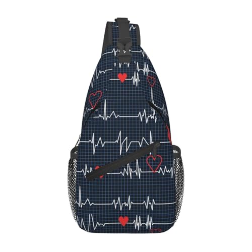 peiyeety Calling All Nurses Heart Beat Sling Bag Crossbody-Rucksack für Damen und Herren, Reisen, Wandern, Tagesrucksack, Brust- und Schultertasche von peiyeety