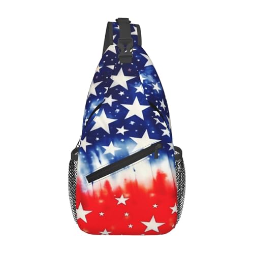 peiyeety Cross-Brusttasche mit amerikanischer Flagge und Batikmuster für Damen und Herren, verstellbare Umhängetasche, Schulterrucksack peiyeety Cross-Brusttasche mit amerikanischer Flagge und Batikmuster für Damen und Herren, verstellbare Umhängetasche, Schulterrucksack von peiyeety