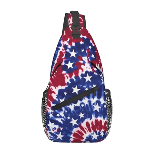 peiyeety Cross-Brusttasche mit amerikanischer Flagge und Batikmuster für Damen und Herren, verstellbare Umhängetasche, Schulterrucksack peiyeety Cross-Brusttasche mit amerikanischer Flagge und Batikmuster für Damen und Herren, verstellbare Umhängetasche, Schulterrucksack von peiyeety